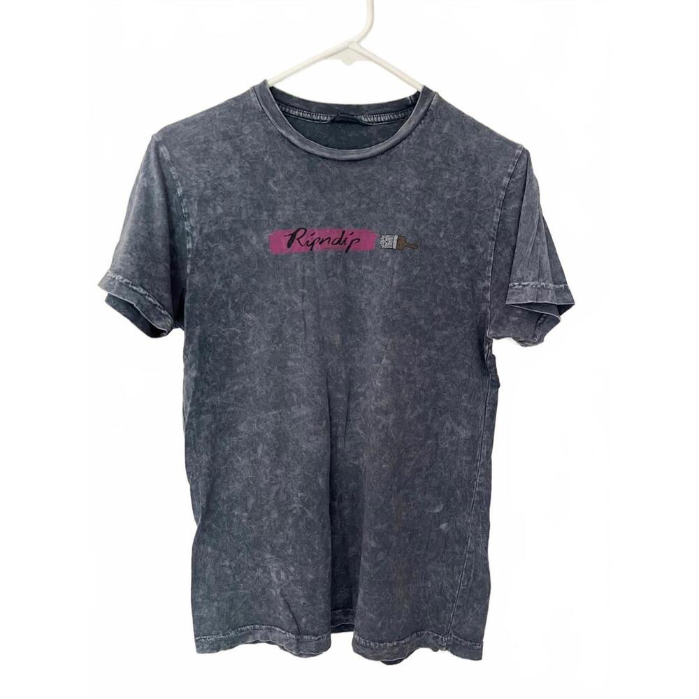 RIPNDIP Bob Ross Graphic Tee Mineral Wash Faded Black Mens Small
